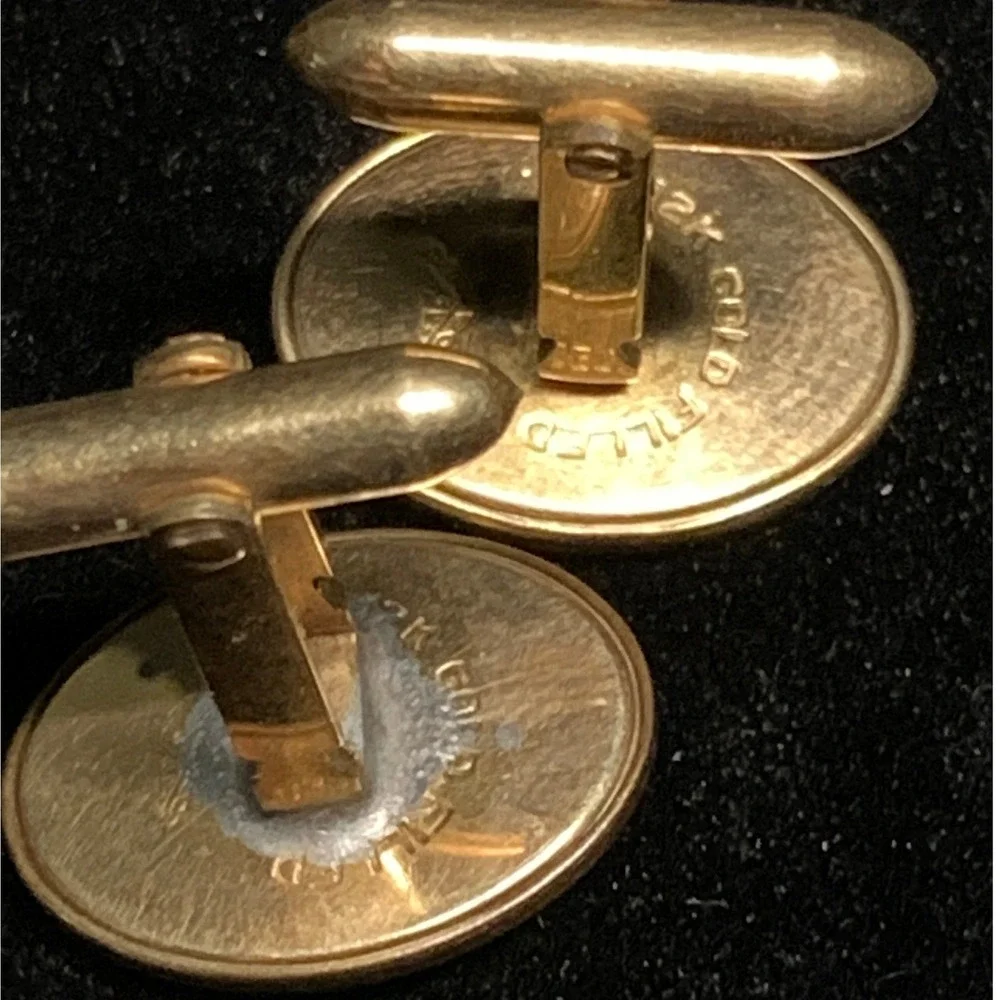Vintage Masonic Cufflinks 1/20 12K Gold Filled Blue Enamel G Square Compasses